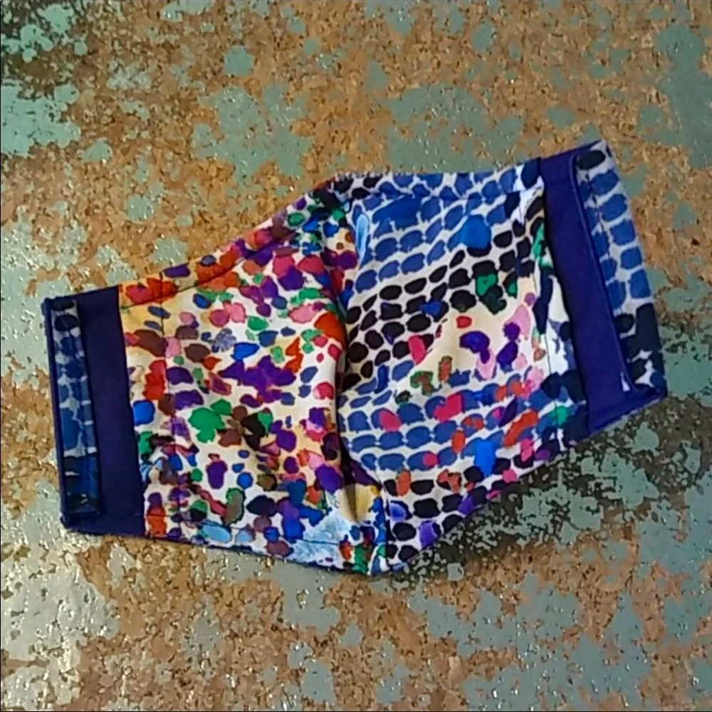 WOMEN'S “COLORFUL GRID” COTTON BLEND FACE MASK